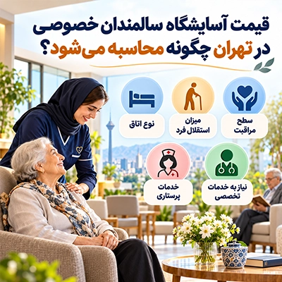 عوامل تأثیرگذار بر هزینه مرکز سالمندان خصوصی شامل نوع اتاق، سطح مراقبت، میزان استقلال، خدمات پرستاری و توانبخشی